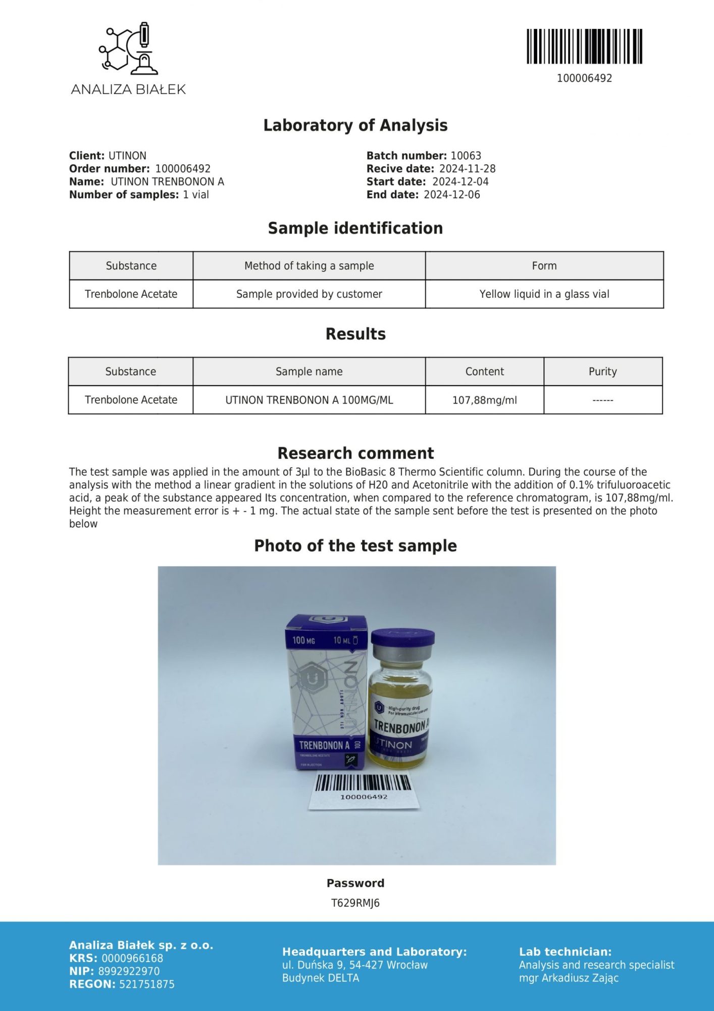 Trenbolone Acethate 100 mg/ml (UT) - Afbeelding 2