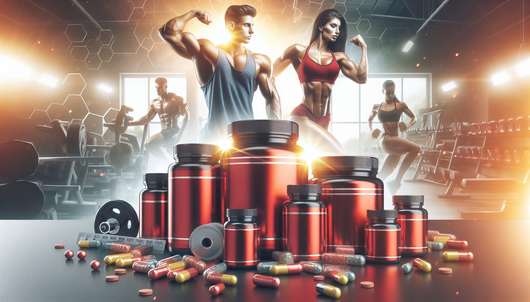 Professionele studiofoto van anabolen supplementen in sportieve setting